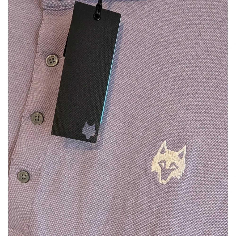 NWT Greyson Mens XL Long Sleeve Polo Shirt Purple brrr Cooling Golf Wolf Logo - Picture 4 of 7